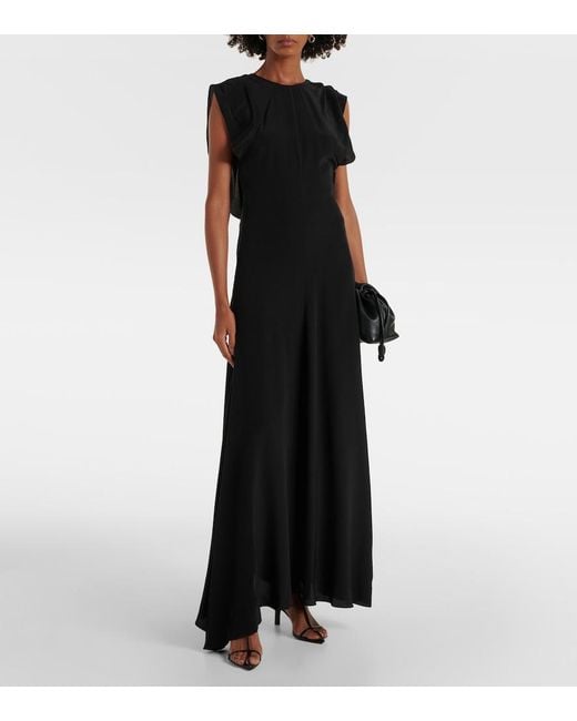 Faithfull The Brand Black Palome Silk Maxi Dress