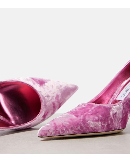 Jimmy Choo Pink Love 85 Velvet Pumps