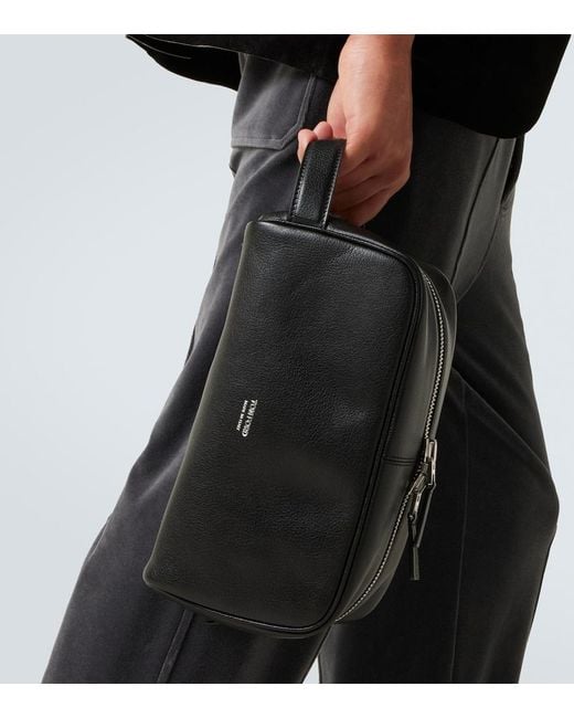 Tom Ford Black Logo Leather Toiletry Bag for men