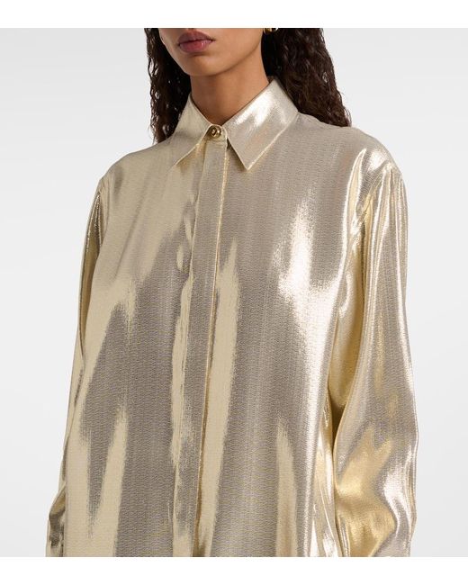 Joseph Natural Capri Silk-Blend Lame Blouse