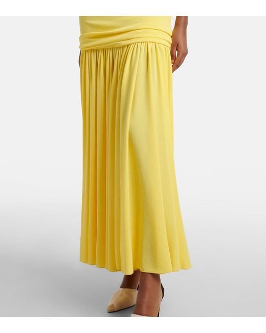 Jacquemus Yellow Abiha Gathered Jersey Midi Dress