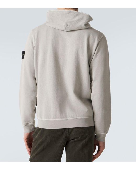 Stone Island Gray Cotton Jersey Zip-Up Hoodie for men