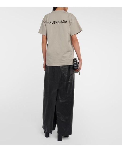 Balenciaga Gray Logo-embroidered T-shirt