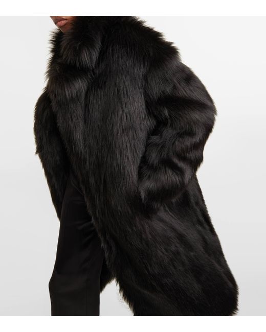 Costarellos Black Margot Faux Fur Coat