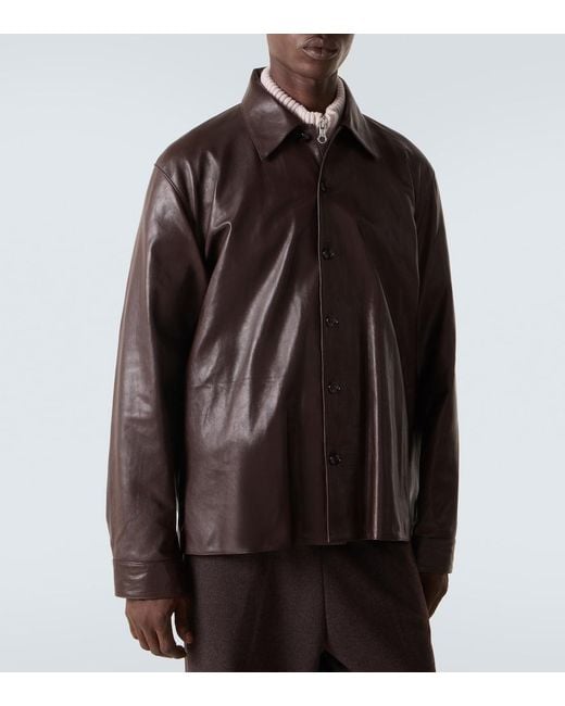 Our Legacy Brown Welding Leather Overshirt for men