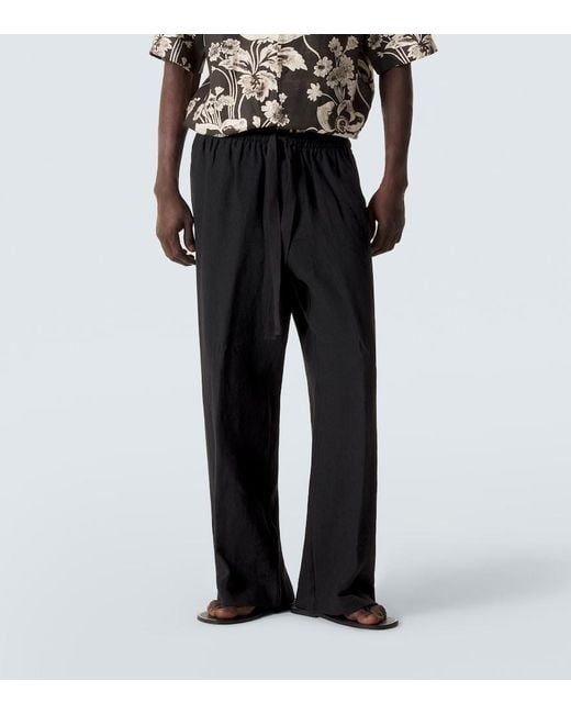 Commas Black Wide-Leg Linen Pants for men