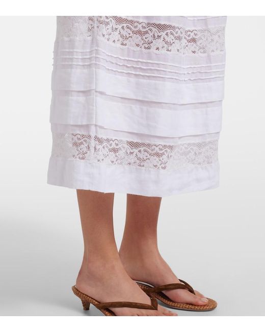 Doen White Midirock Sidra Aus Ramie Mit Spitze
