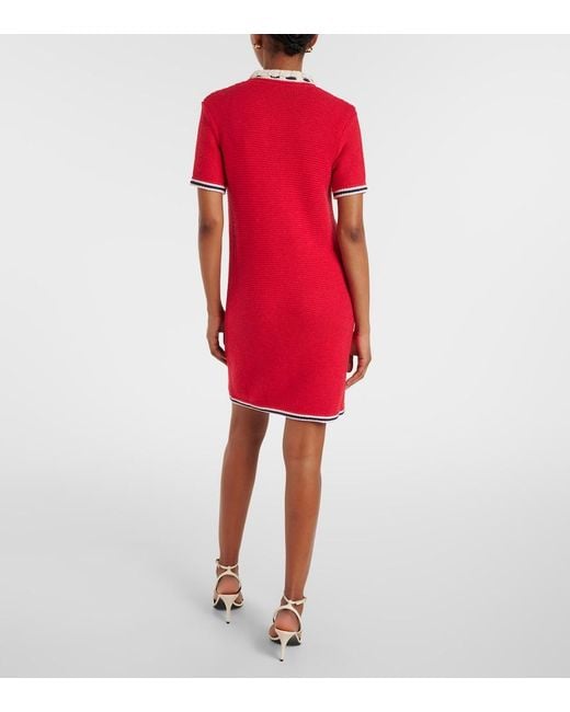 Valentino Red Cotton And Wool Minidress