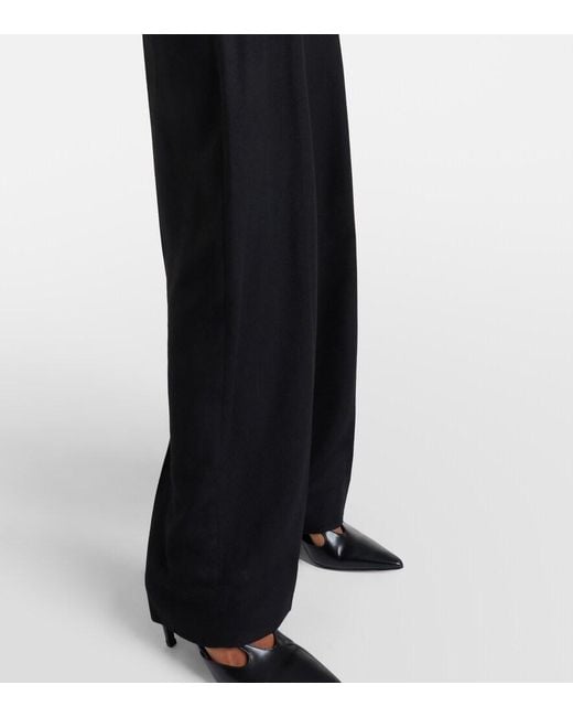 Totême  Black Flannel Wide-Leg Pants