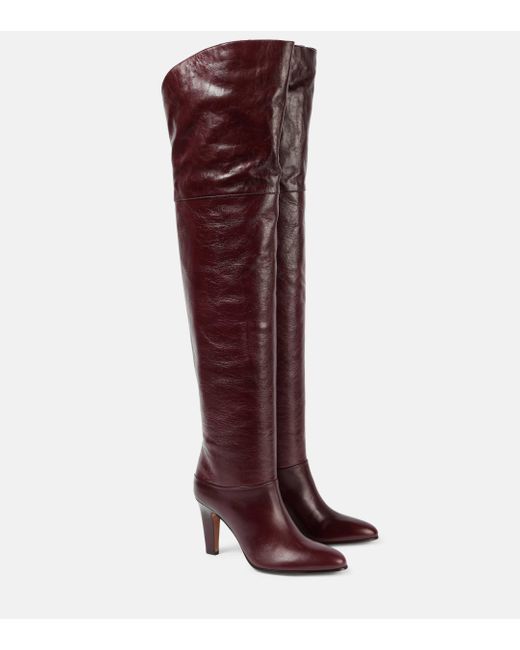 Chloé Red Eve Leather Over-The-Knee Boots