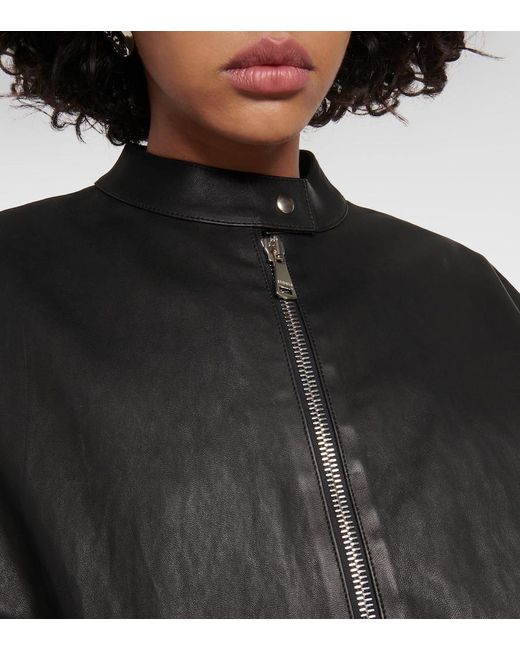 Stouls Black Pharrell Leather Bomber Jacket