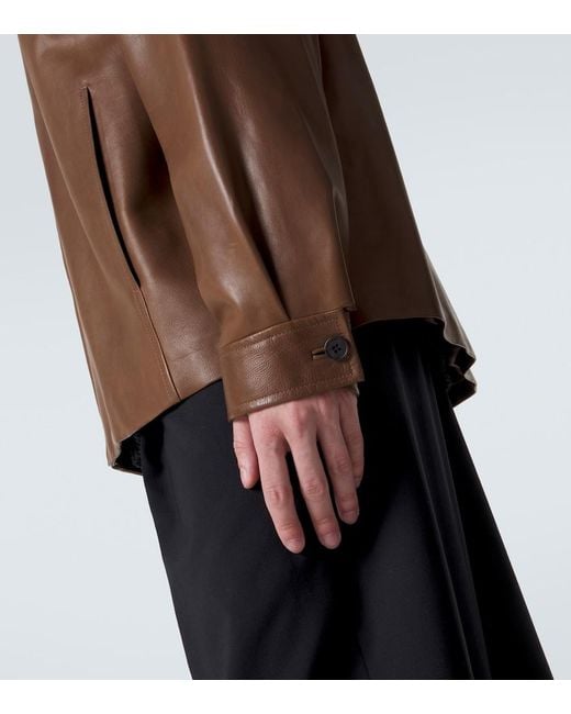 The Row Brown Mount Leather Jacket for men