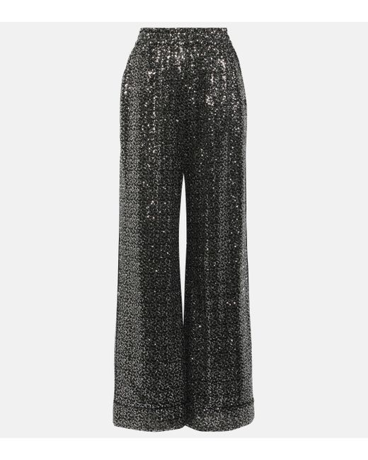 Pantalon ample a taille haute a sequins Dolce & Gabbana en coloris Gray