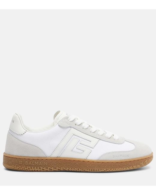 Balmain White Swan Suede Sneakers