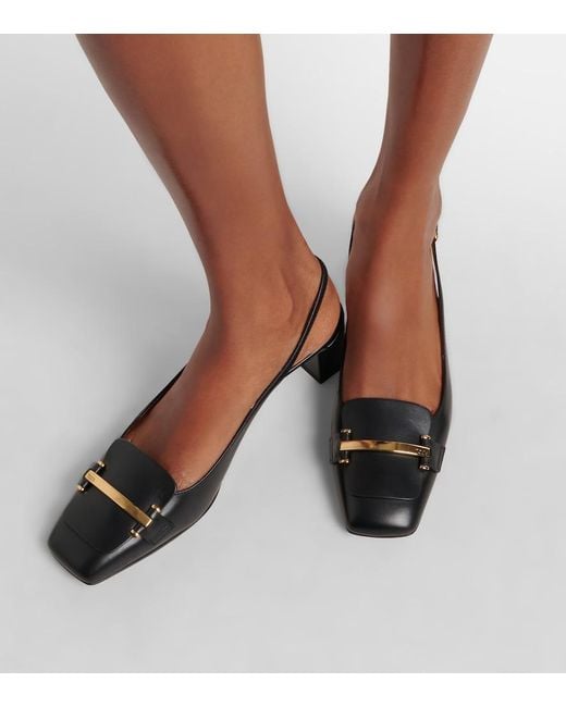 Tod's Blue 50 Leather Slingback Pumps