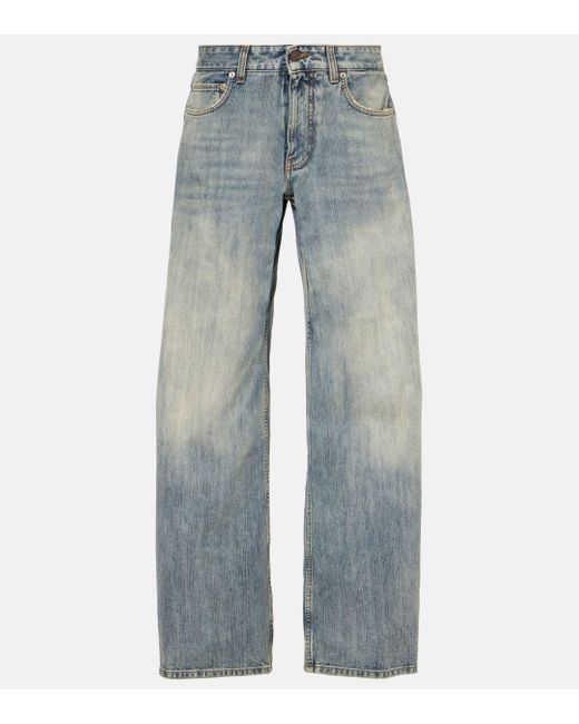 Balenciaga Blue Mid-rise Wide-leg Jeans