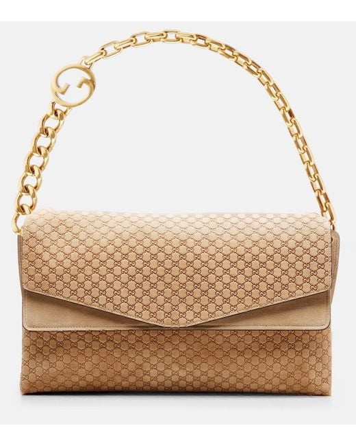 Gucci Brown Interlocking G Large Suede Shoulder Bag