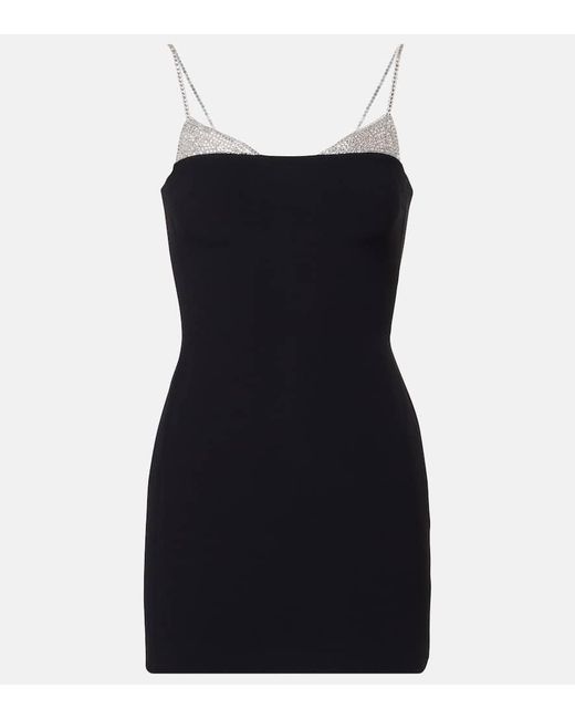 David Koma Black Embellished Cady Minidress