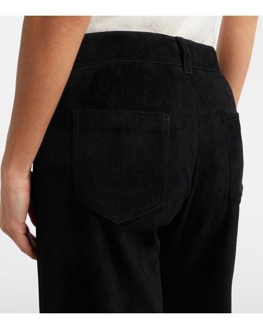 Stouls Black Lilou Cropped Suede Wide-Leg Pants