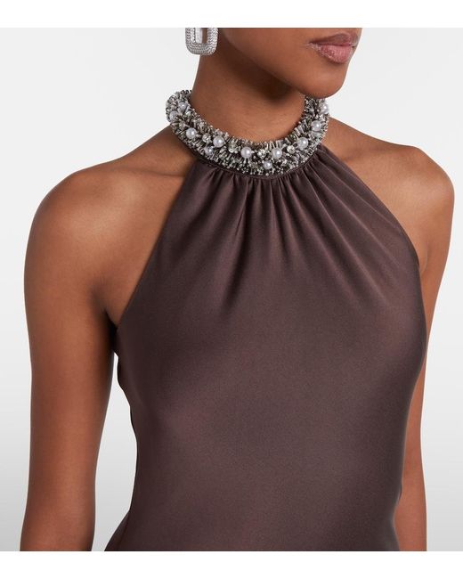 Jonathan Simkhai Purple Embellished Satin Gown