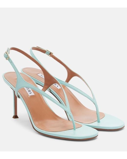 Aquazzura Blue Bikini Leather Thong Sandals