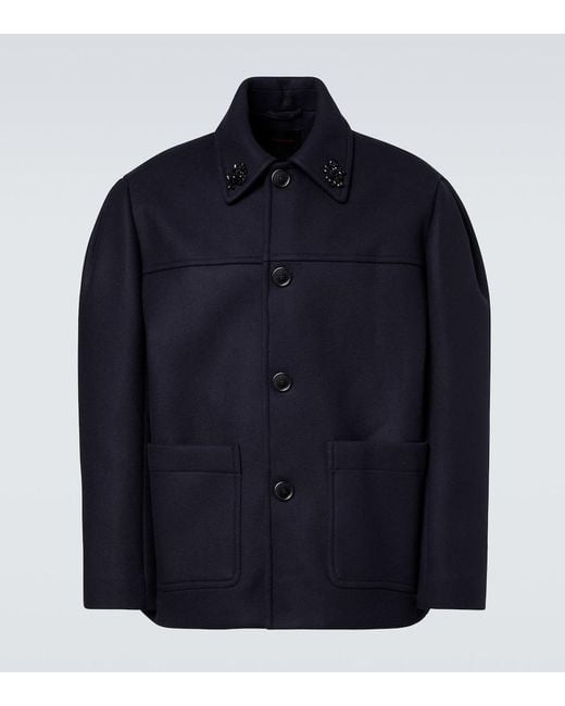 Simone Rocha Blue Embellished Wool-Blend Jacket for men