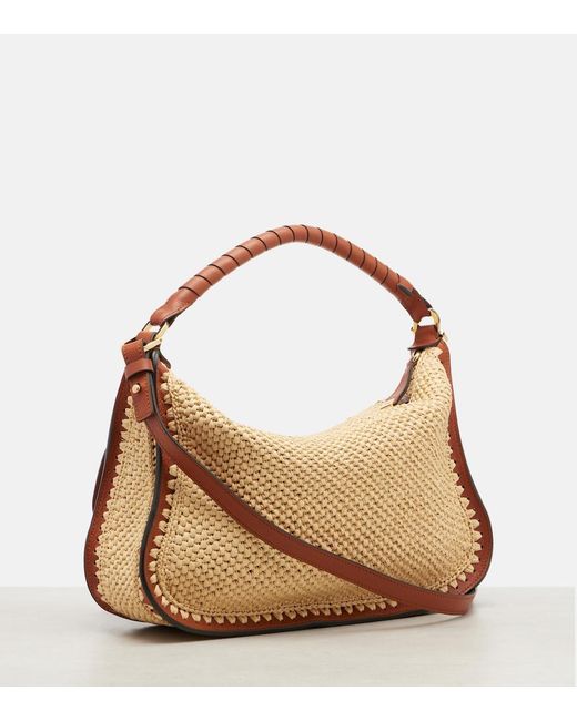 Chloé Brown Marcie Small Raffia-Effect Shoulder Bag