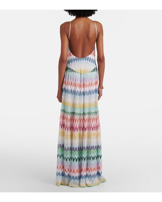 Missoni White Halterneck Lame Maxi Dress