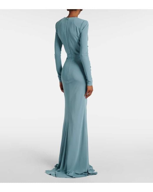 Vestido De Fiesta De Jersey Con Lazo Elie Saab de color Blue