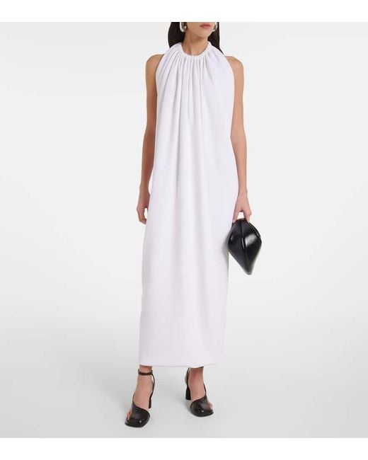 Sportmax White Alceste Draped Halterneck Maxi Dress
