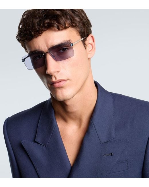 Fendi Blue Sky Rectangular Sunglasses for men