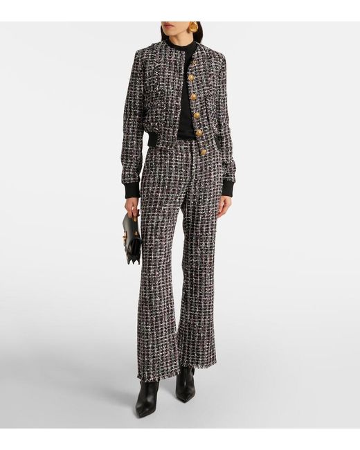 Balmain Black Tweed Bluson Bomber