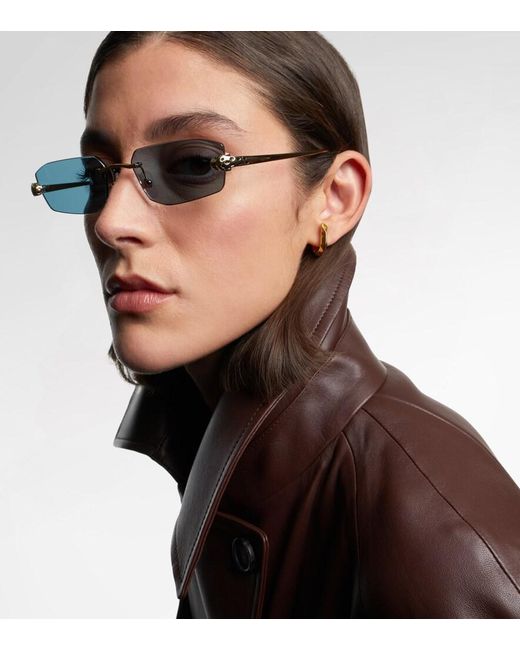Cartier Blue Panthere De Cartier Rectangular Sunglasses