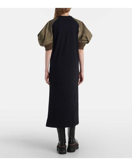 Vestido Midi De Mezcla De Algodon Sacai de color Blue