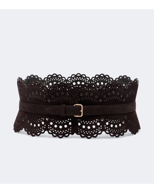 Alaïa Black Vienne Suede Corset Belt