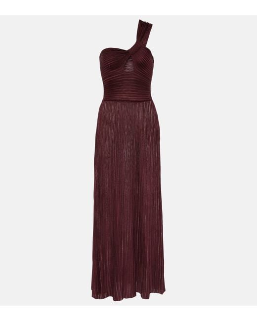 Gabriela Hearst Purple Altura One-shoulder Silk Maxi Dress