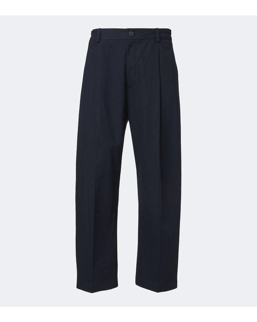 Studio Nicholson Blue Shire Pleated Cotton Wide-Leg Pants for men