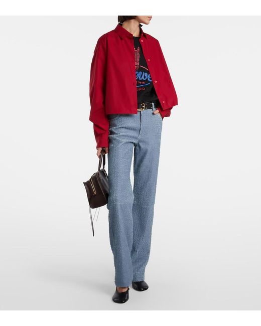 Loewe Blue Trompe L'Oil Leather Straight Pants