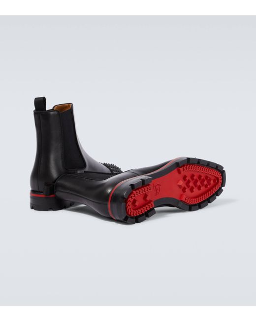 Christian Louboutin Black Melon Spikes Leather Chelsea Boots for men