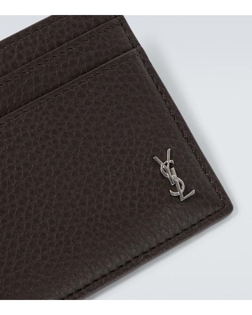 Saint Laurent Black Cassandre Leather Card Holder for men