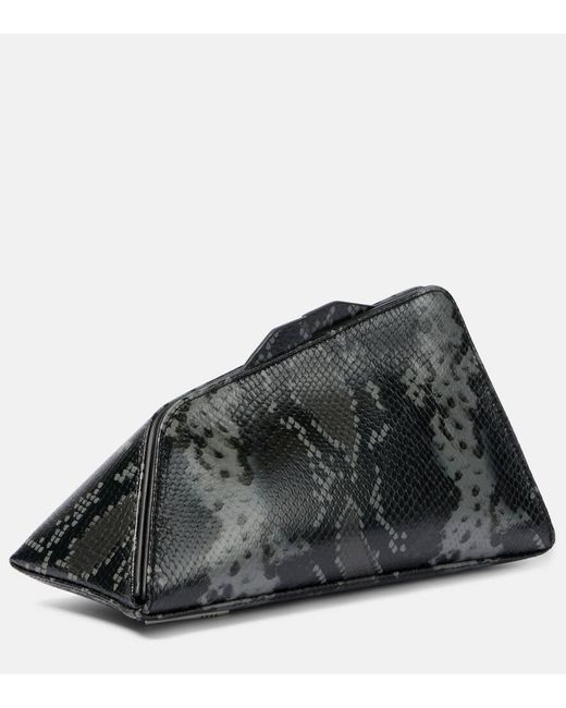 The Attico Black 8:30 Pm Snake-Print Leather Clutch