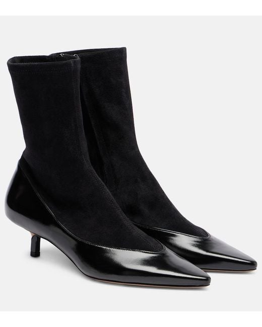Jacquemus Black Tourni Leather And Suede Ankle Boots
