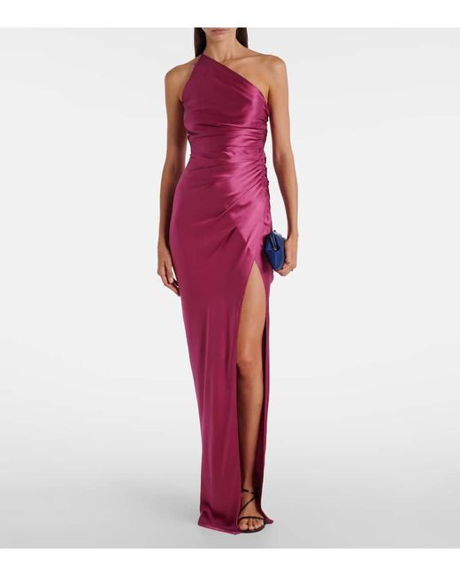 The Sei Purple Asymmetrische Robe Aus Seidensatin
