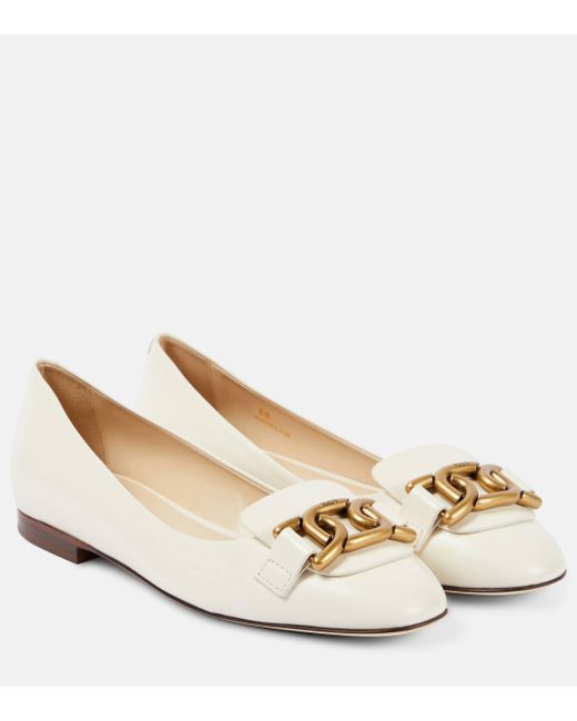 Tod's Natural Kate Leather Ballet Flats