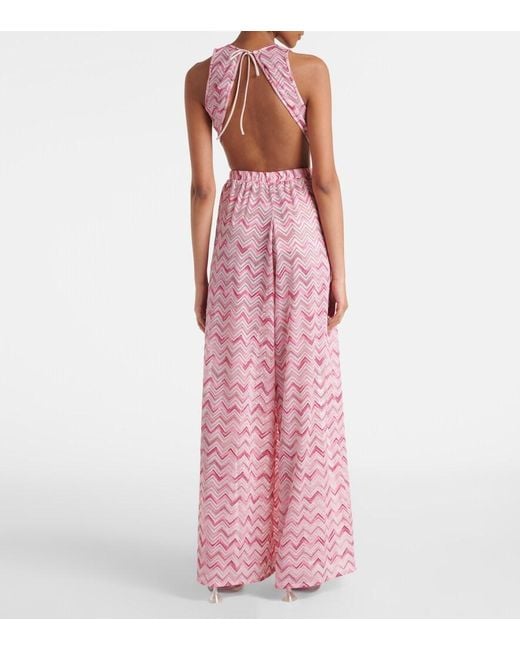 Missoni Pink Zigzag Halterneck Jumpsuit