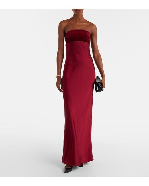 Max Mara Red Baia Cotton Satin Maxi Dress