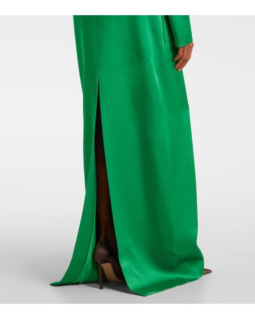 Tom Ford Green Oversized-Robe Aus Glänzendem Crêpe Mit Rückenausschnitt