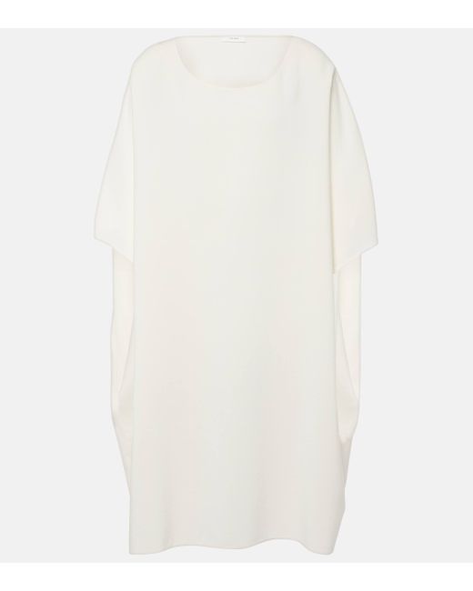 The Row White Abasi Oversized Wool And Silk Midi Dress