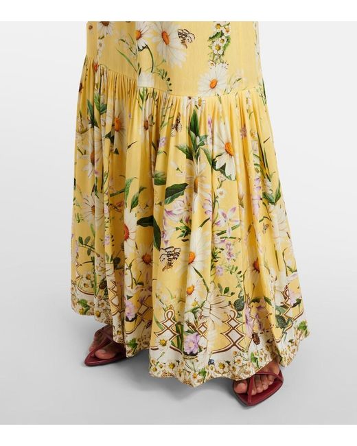 Camilla Yellow Floral Linen And Silk Corset Dress