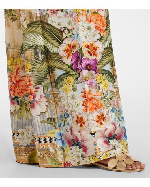 Camilla Multicolor Printed Silk Wide-Leg Pants
